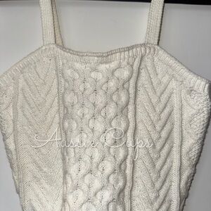Cable Knit Cream Sweater Cropped Tank Top BNWT attached, Typical Size Small Fit